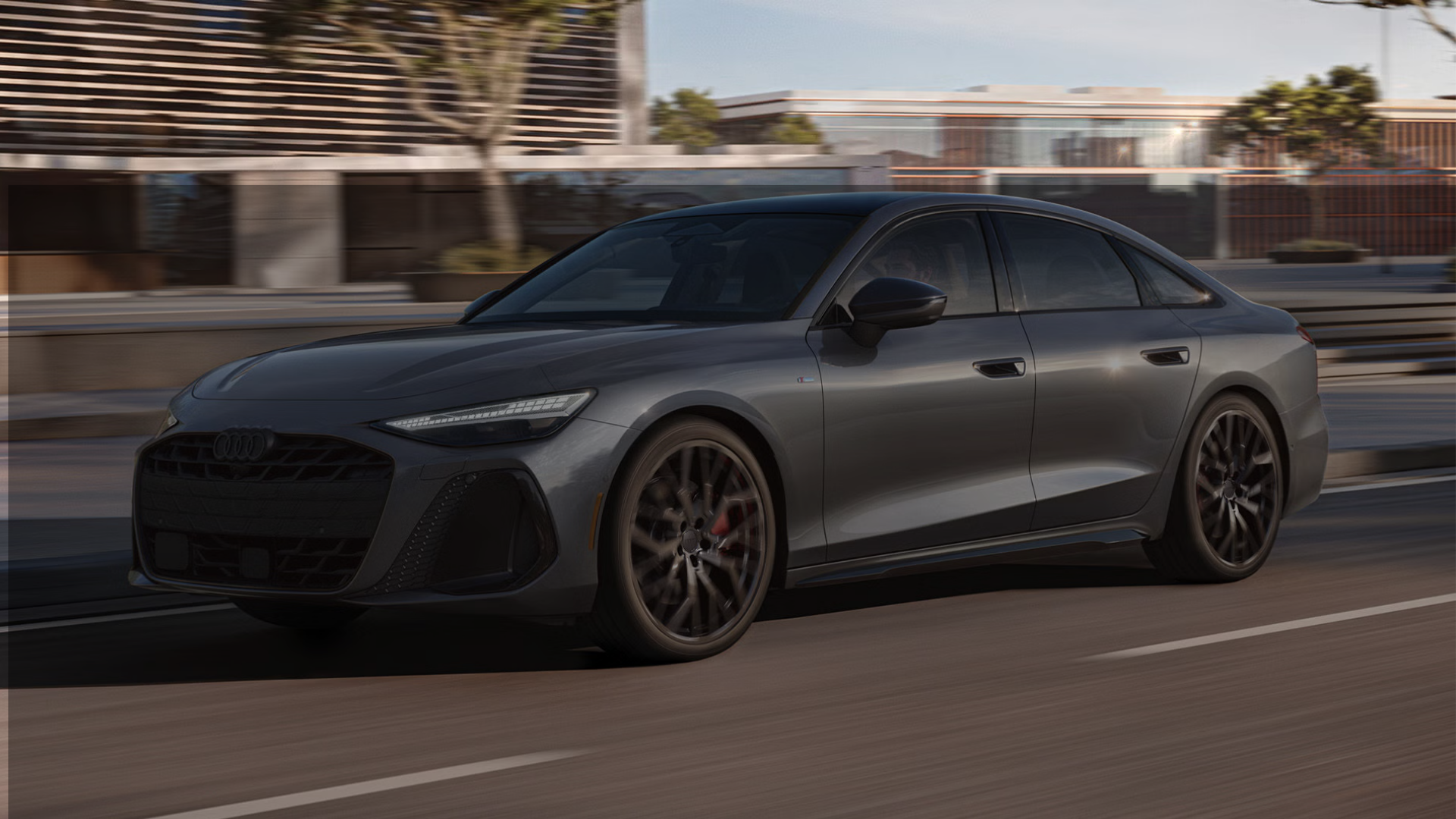 Right profile view of an Audi Q8 e-tron parked.